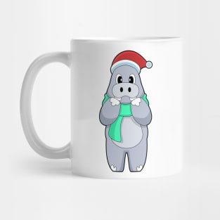 Hippo Christmas Scarf Mug